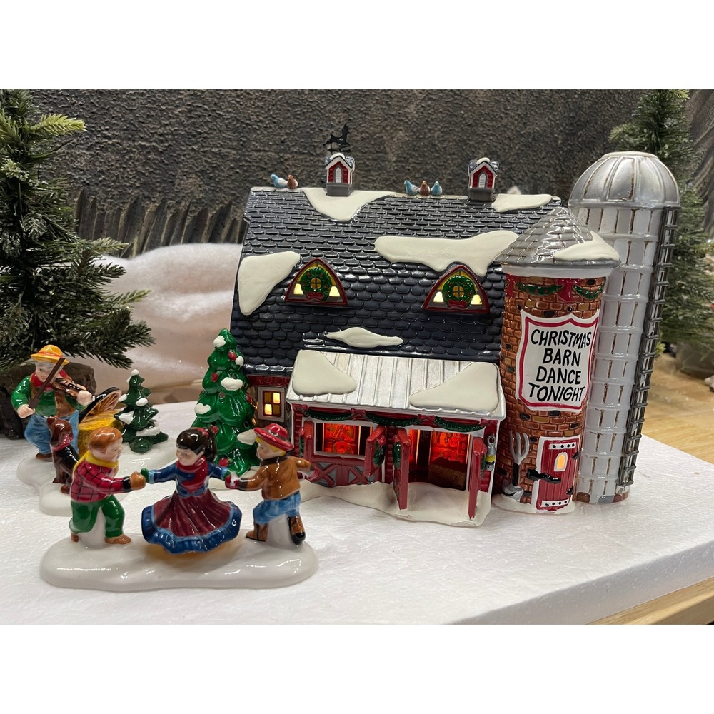 Department 56 Snow Village CHRISTMAS BARN DANCE and Extra Figures